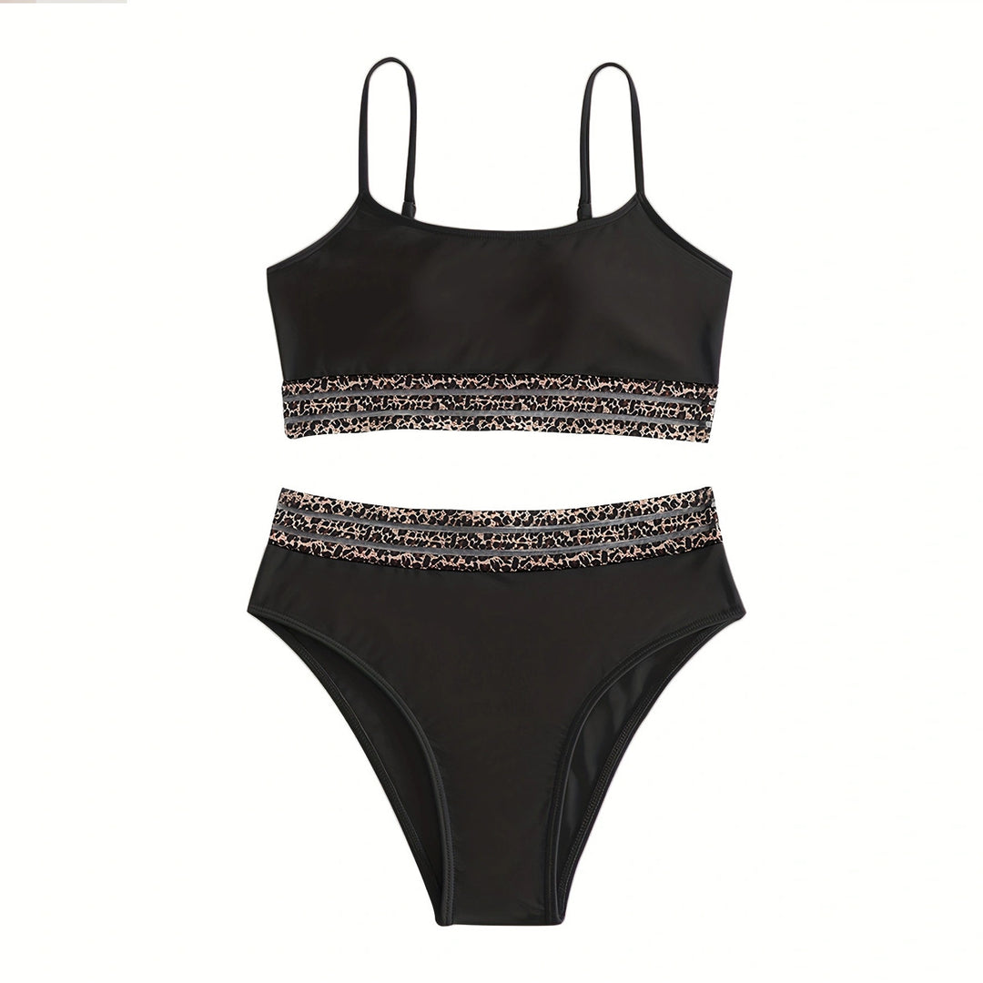 Damen Hochtailliertes Bikini-Set mit modischen Leoparden-Details Echo Archiv