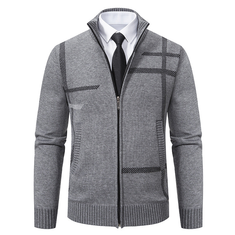 Herren Strickjacke mit modernem Zipper und hohem Kragen Echoarchiv