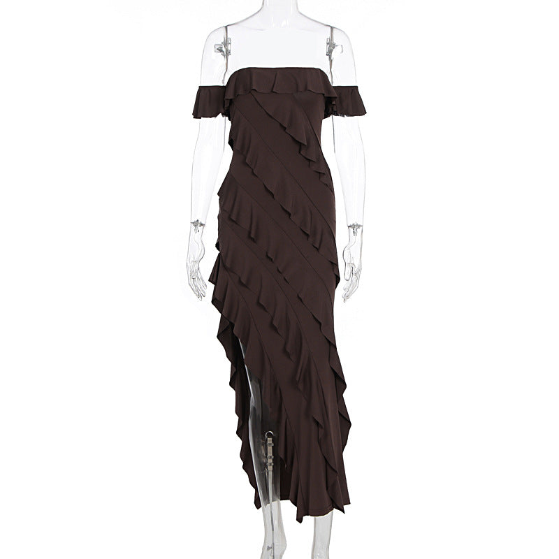 Damen Rüschendes Maxi-Kleid Echo Archiv