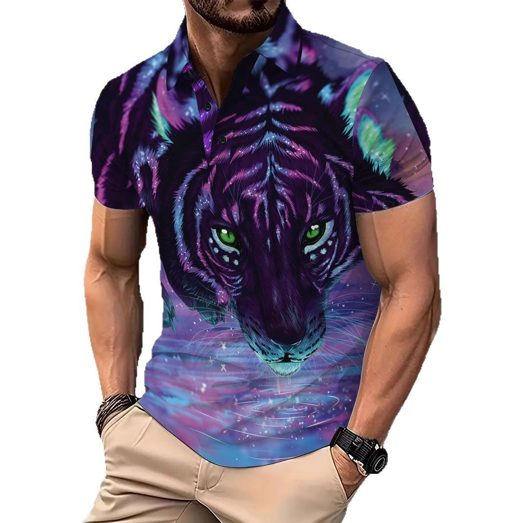 Herren Poloshirt mit kreativem Tigerdesign Echoarchiv