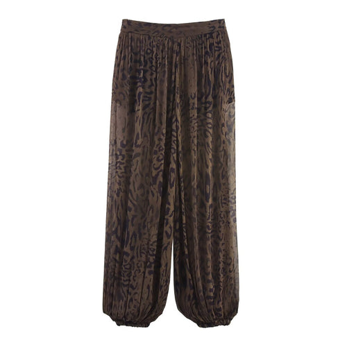 Damen 400+ plissierte weite Palazzo‑Hose mit Animalprint und elastischem Saum Echo Archiv