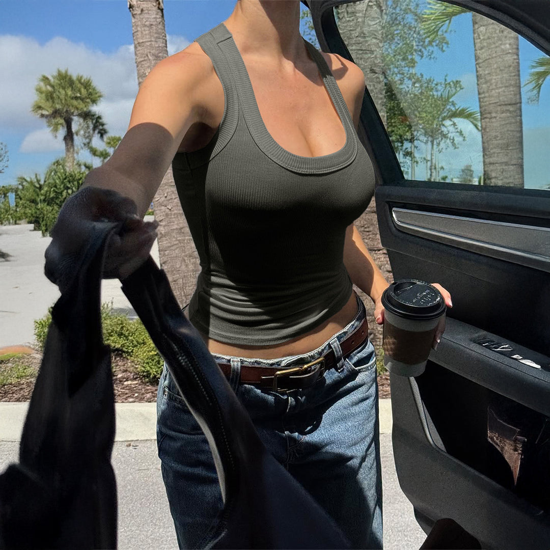 Damen Sportliches Trägershirt mit Rippstruktur Echo Archiv