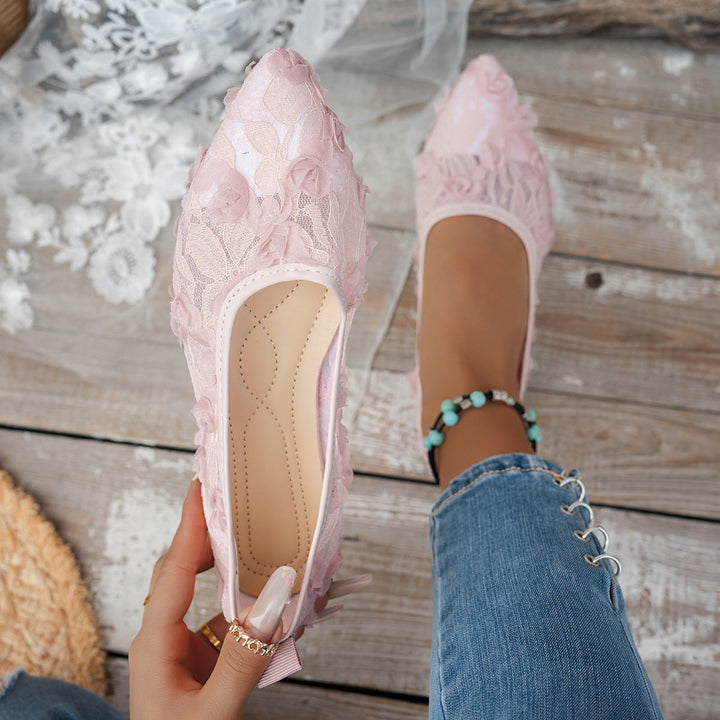 Damen elegante spitze Ballerinas mit floralen Akzenten Echoarchiv