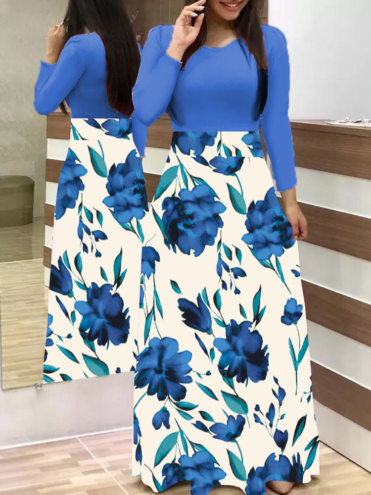Damen Elegantes Maxikleid mit grafischem Druck und flexiblem Bund Echo Archiv