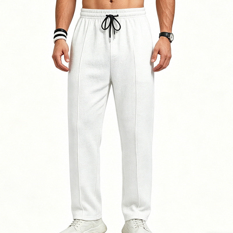 Herren Texturierte Relax-Fit Jogginghose mit Bügelfalte und Kordelzug – Sorevano