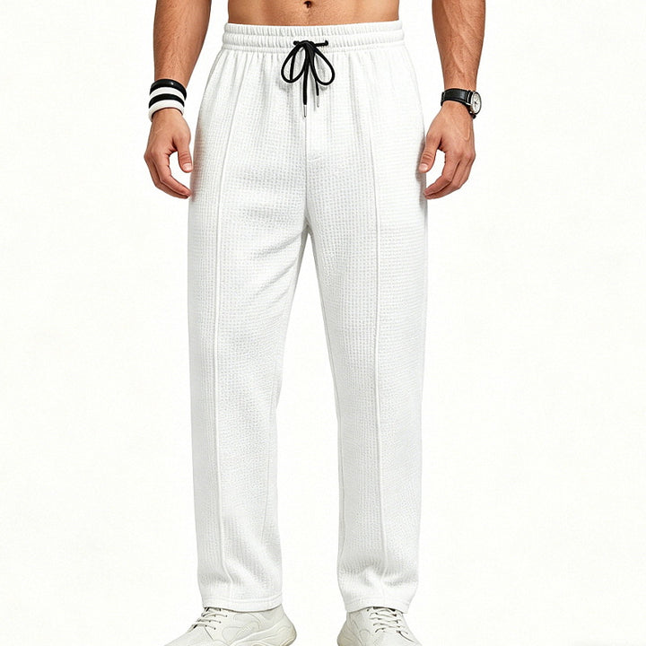 Herren Texturierte Relax-Fit Jogginghose mit Bügelfalte und Kordelzug – Sorevano