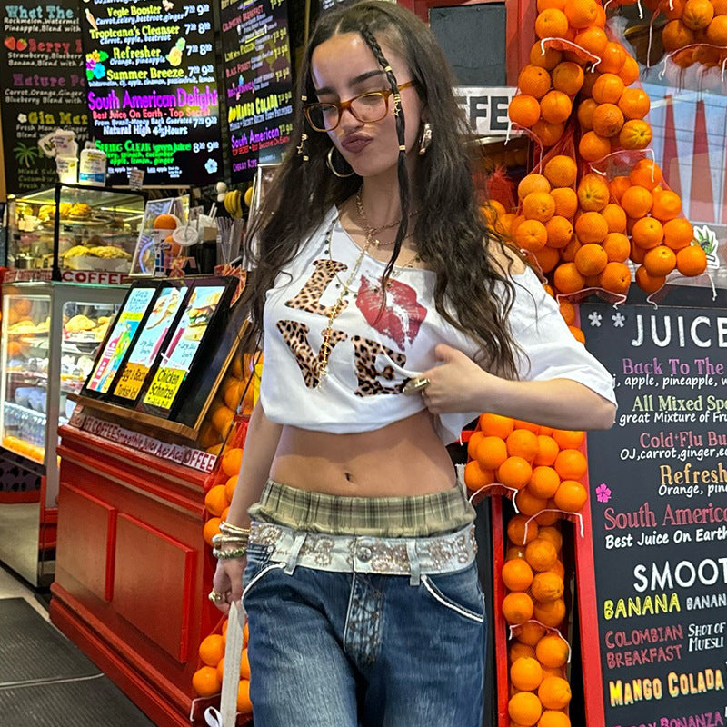 Damen lässiges Print-Shirt mit weitem Ausschnitt Echo Archiv