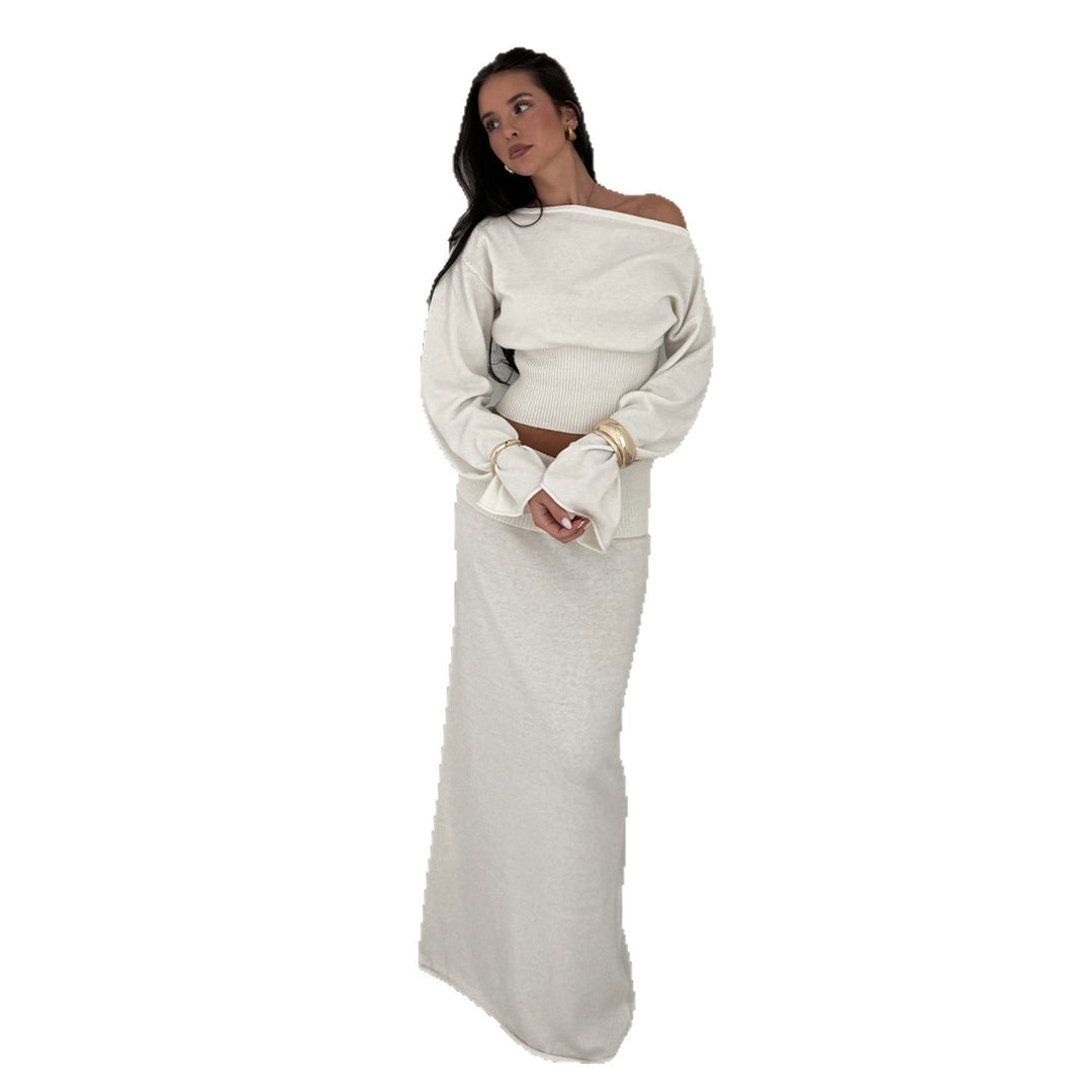 Damen nan schulterfreies Kurz-Cropped-Strickoberteil mit breite(r)m Rippenbund und taillierender Passform Echo Archiv