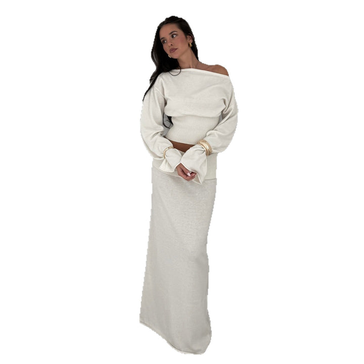 Damen nan schulterfreies Kurz-Cropped-Strickoberteil mit breite(r)m Rippenbund und taillierender Passform Echo Archiv