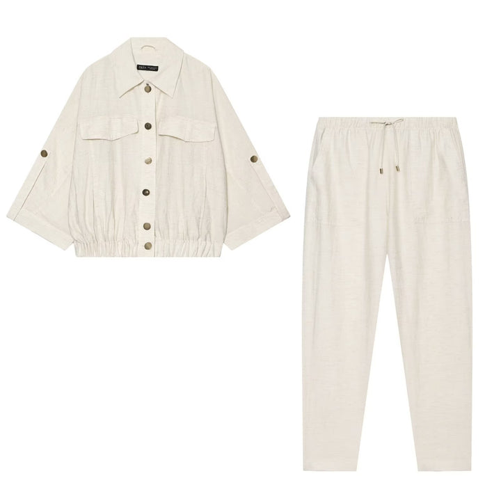 Damen Leinen-Mix Joggerhose mit elastischem Bund und schmalem Bein Echo Archiv