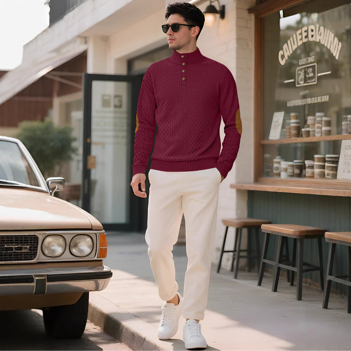 Herren Strickpullover mit hohem Kragen und eleganten Knopfleisten Echoarchiv
