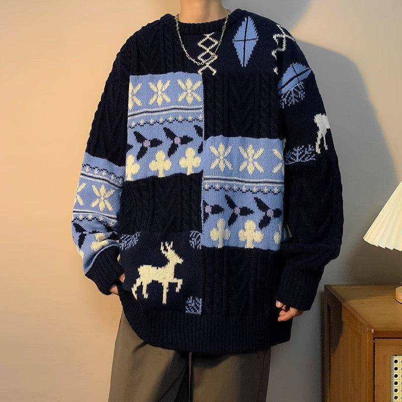 Damen gemusterter Grobstrickpullover Echoarchiv