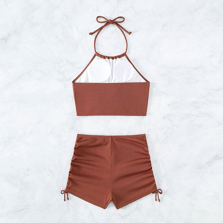 Damen Bikiniset mit gerafftem Crop-Top und freizügigen Shorts Echo Archiv