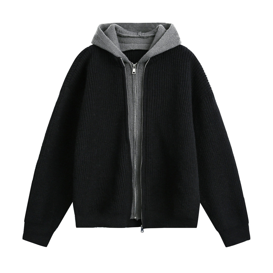 Unisex Oversize Strickjacke mit Kapuze und Reißverschluss Echo Archiv