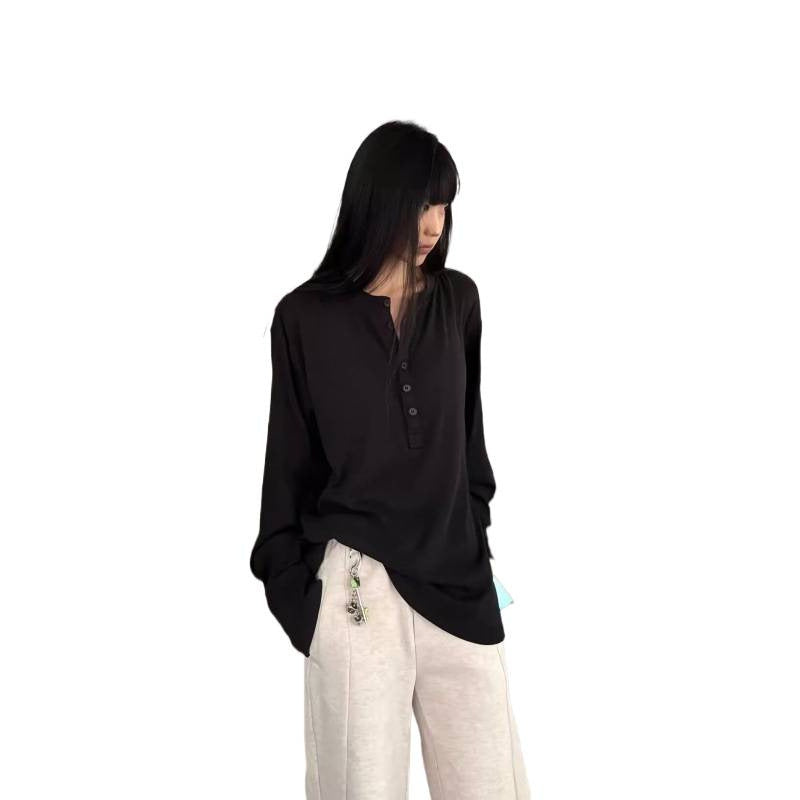 Herren Leichtes Henley-Longsleeve aus Feinrippen‑Jersey mit Knopfleiste und Regular‑Fit Echoarchiv