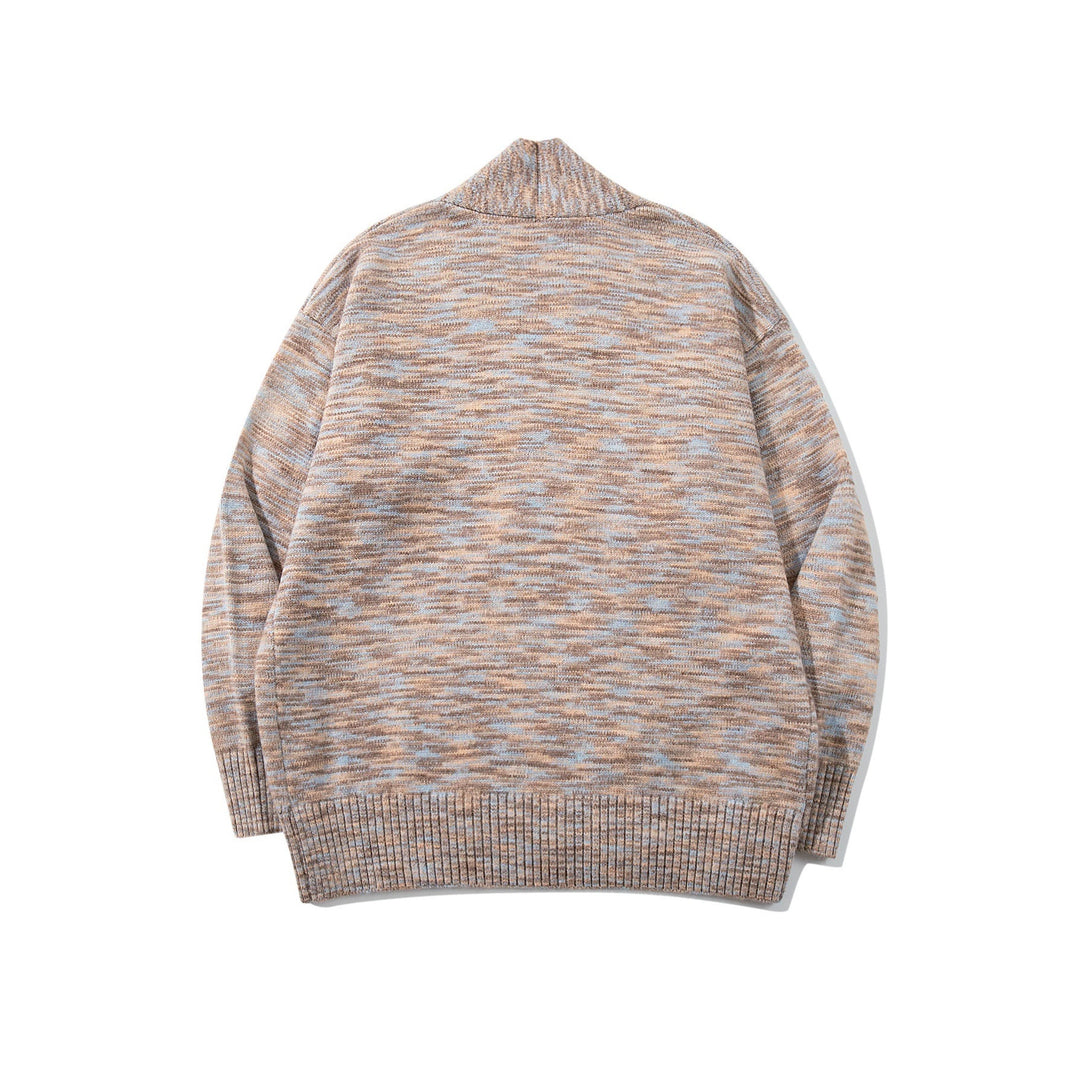 Damen Oversize-Strickcardigan mit tiefem V-Ausschnitt, Knopfleiste am Saum und melierter Struktur Echoarchiv