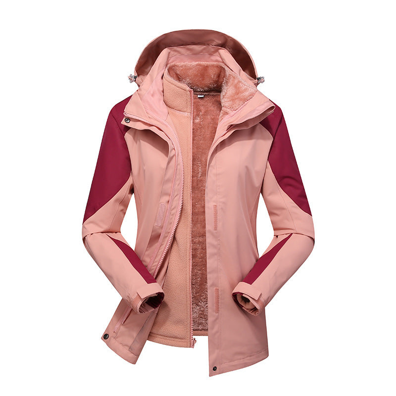 Damen zweilagige Softshelljacke mit herausnehmbarer Teddyfleece-Innenjacke und verstellbarer Kapuze Echoarchiv