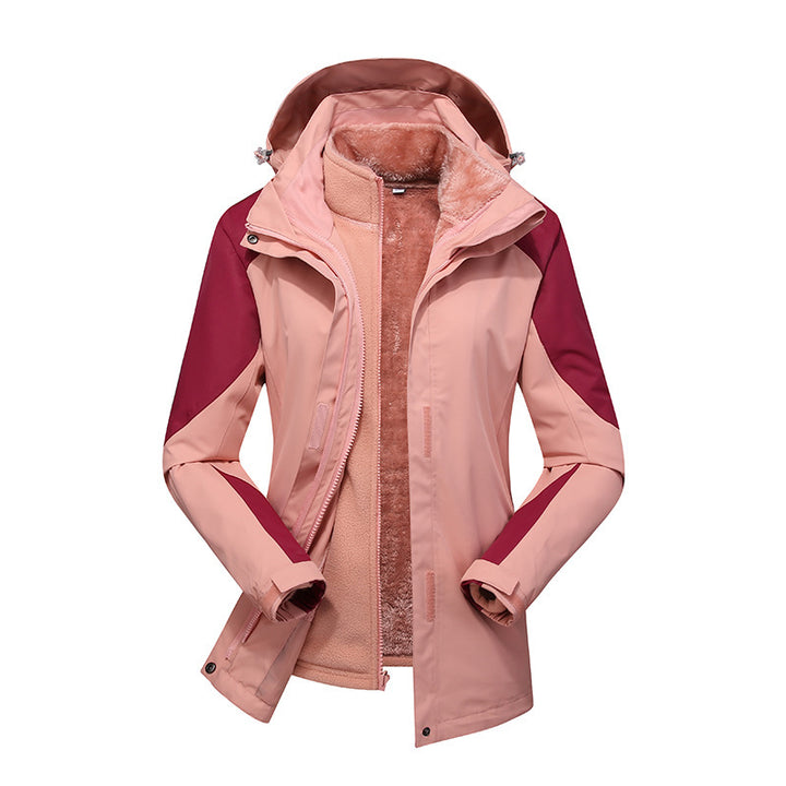 Damen zweilagige Softshelljacke mit herausnehmbarer Teddyfleece-Innenjacke und verstellbarer Kapuze Echoarchiv