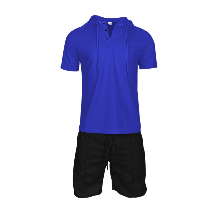 Herren sportliches Kapuzenshirt und Shorts-Set Echoarchiv