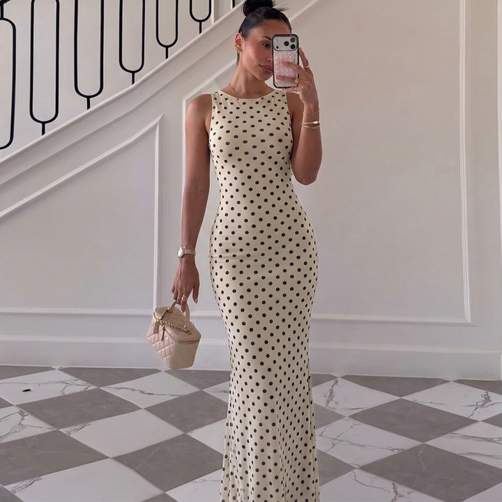 Damen Elegantes Maxikleid mit Punktdesign und figurbetontem Schnitt Echo Archiv
