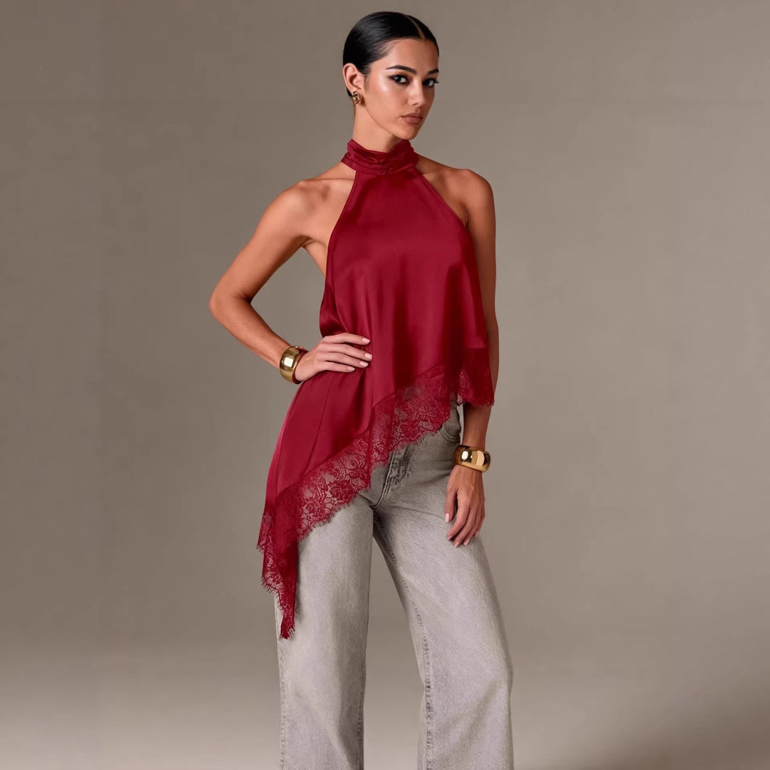 Damen luftiges Chiffon-Top mit eleganter Spitzenverzierung Echo Archiv