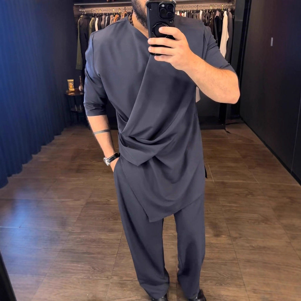 Herren stylische Wickelbluse mit Drapierungsdetails Echoarchiv