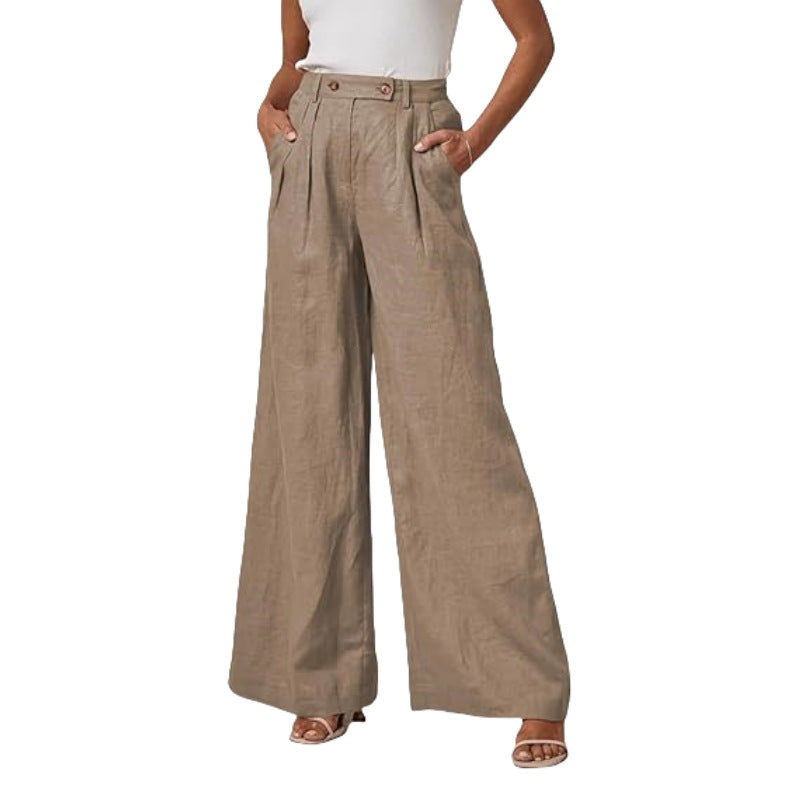 Damen Leinenhose Damen elegant mit hohem Bund