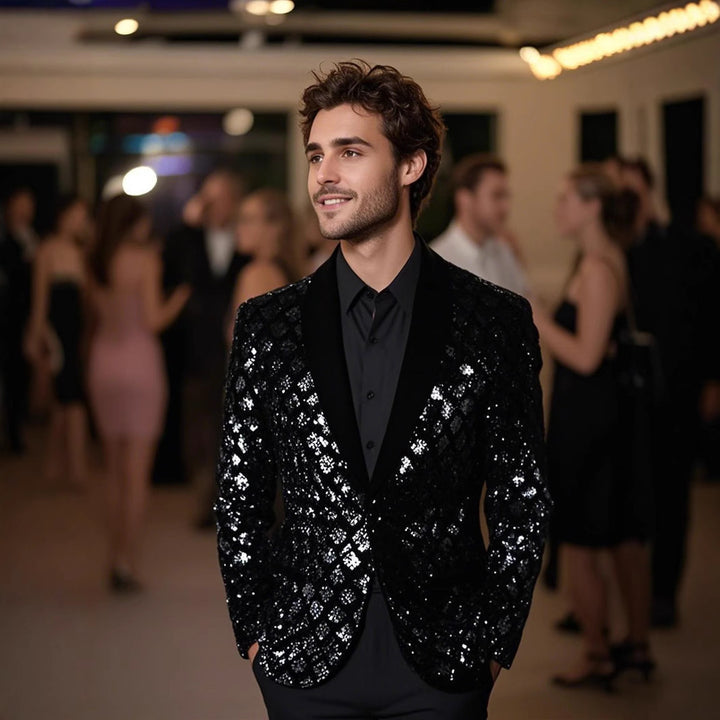 Herren Glamouröser Paillettenblazer Echoarchiv