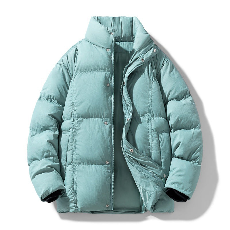 Männer gesteppte thermisch isolierte Winterjacke mit hohem Stehkragen und verdeckter Druckknopfleiste – Marzano