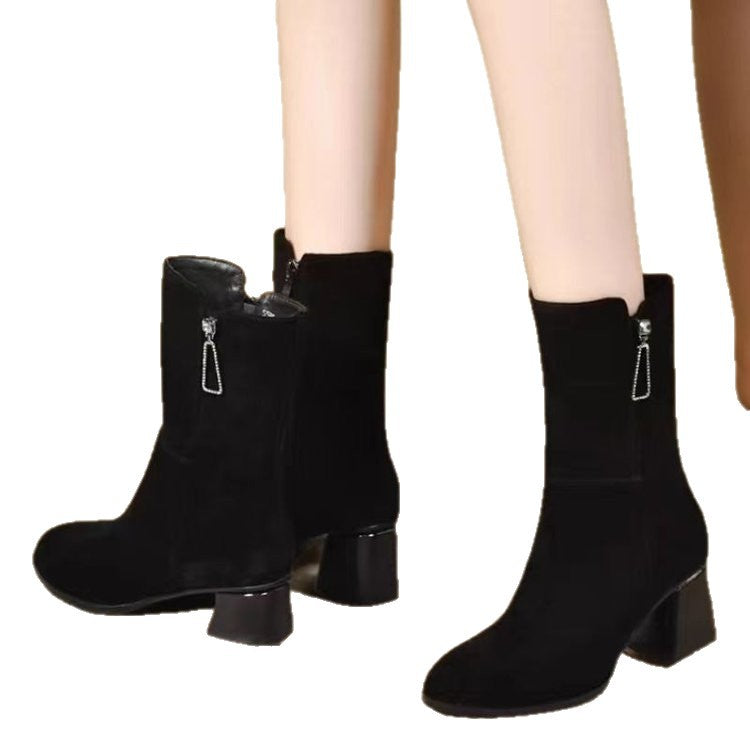 Damen Elegante und stilvolle Stiefeletten mit Blockabsatz Echo Archiv