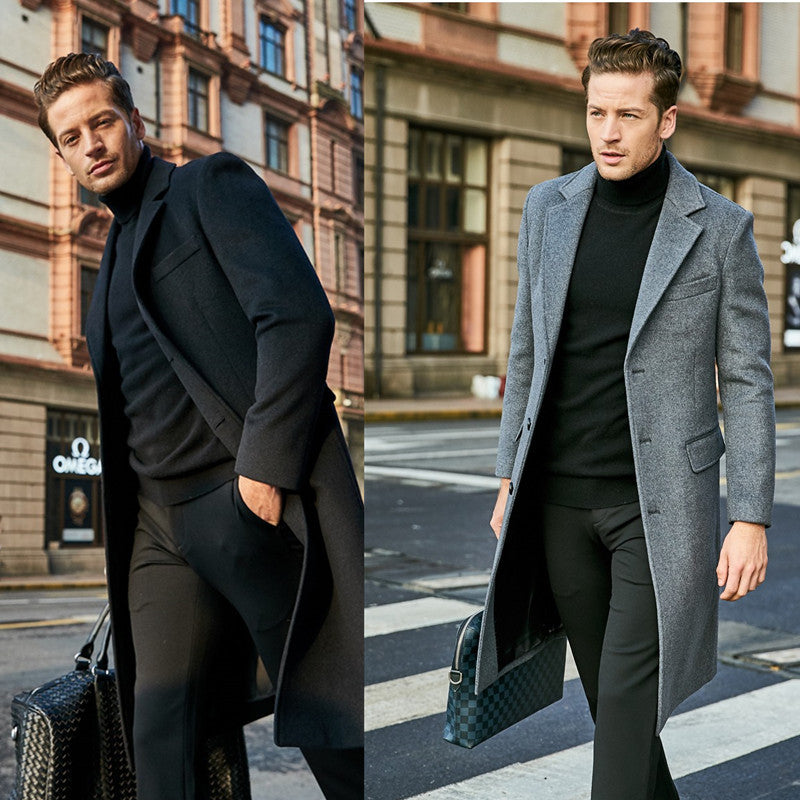 Herren eleganter Übermantel mit schmalem Schnitt und modernen Details Echoarchiv