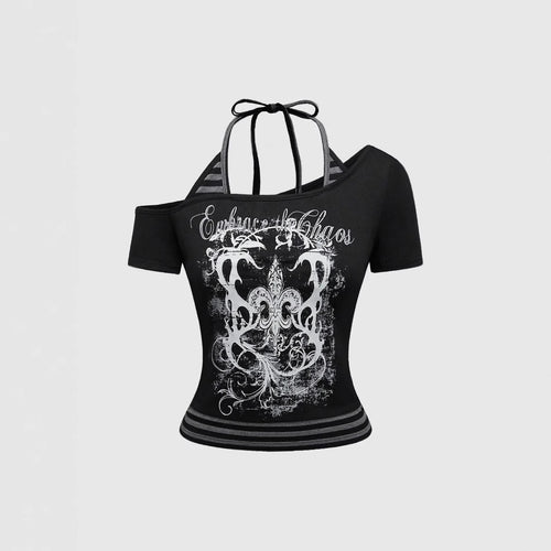 Damen Off-Shoulder Top mit grafischem Design Echo Archiv
