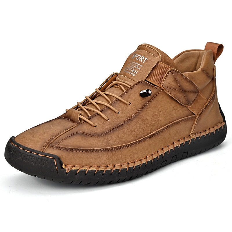 Herren Ledernachahmender Freizeit‑Sneaker mit Klettriemen, Mokassinnaht & profilierter Gummisohle Echoarchiv