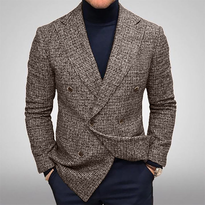 Herren eleganter kariert Blazer mit doppelter Knopfleiste Echoarchiv