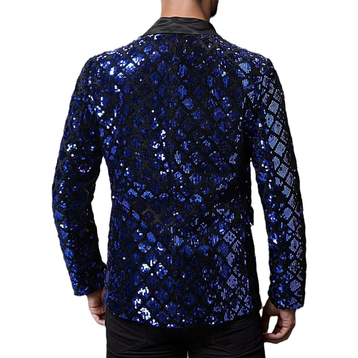 Herren glitzernder Smokingblazer mit luxuriösen Paillettenmustern Echoarchiv