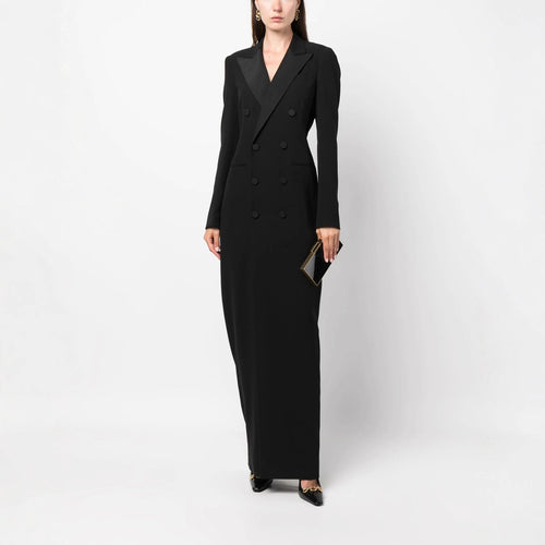 Damen Doppelreihiges Blazerkleid mit Satinrevers Echoarchiv