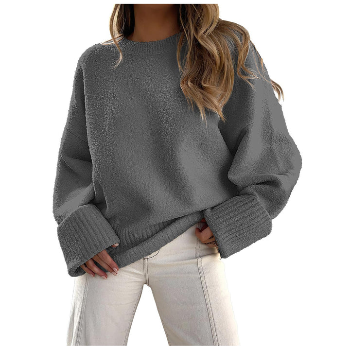 Damen Oversize Bouclé-Strickpullover mit überschnittener Schulter und breiten Bündchen – Mavelle
