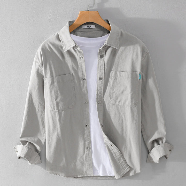 Herren Overshirt im Hemdjacken‑Stil aus leichter Baumwollmischung mit Druckknopf‑Leiste und aufgesetzten Brusttaschen Echoarchiv