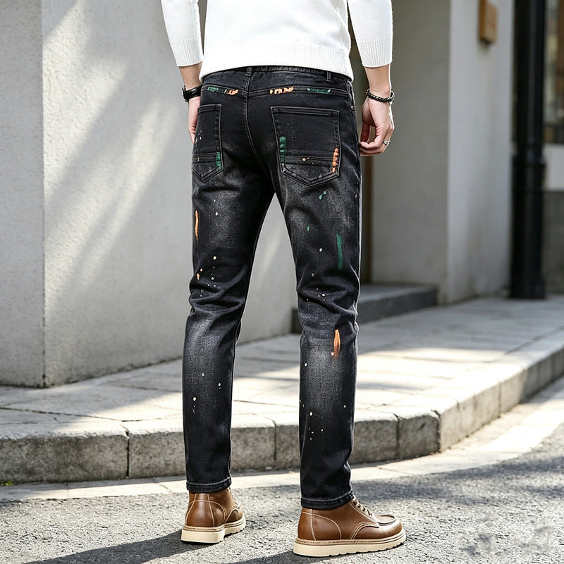 Herren Modische Ripped Jeans mit Farbdetails Echoarchiv
