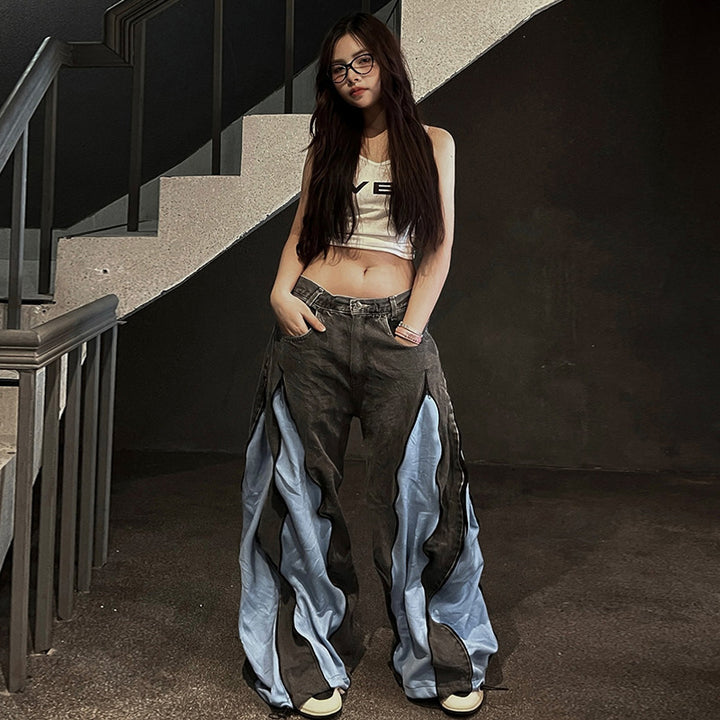 Damen sportliches Crop-Top mit modernem Print und schmalen Trägern Echo Archiv