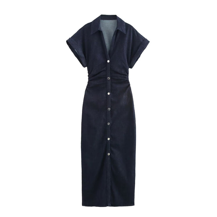Damen Hemdblusenkleid mit kurzen Ärmeln und praktischen Taschen Echo Archiv