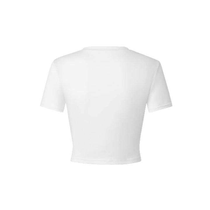 Damen Crop-T-Shirt mit bezauberndem Reh-Motiv und zartem Schleifendetail Echo Archiv