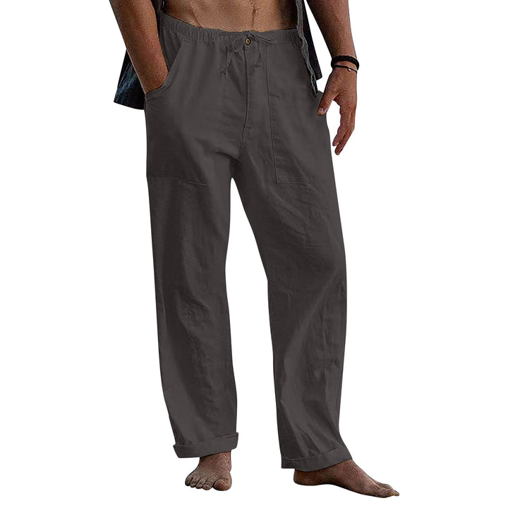 Herren nan leichte Leinenhose mit elastischem Bund und geradem Schnitt Echo Archiv