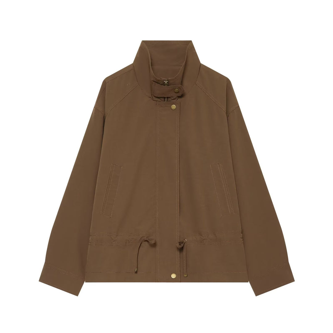 Damen Übergangsjacke mit Stehkragen, Tunnelzug und Utility-Taschen Echo Archiv