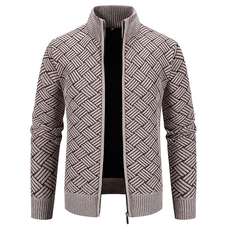 Herren Strickjacke mit modernem Karomuster Echoarchiv