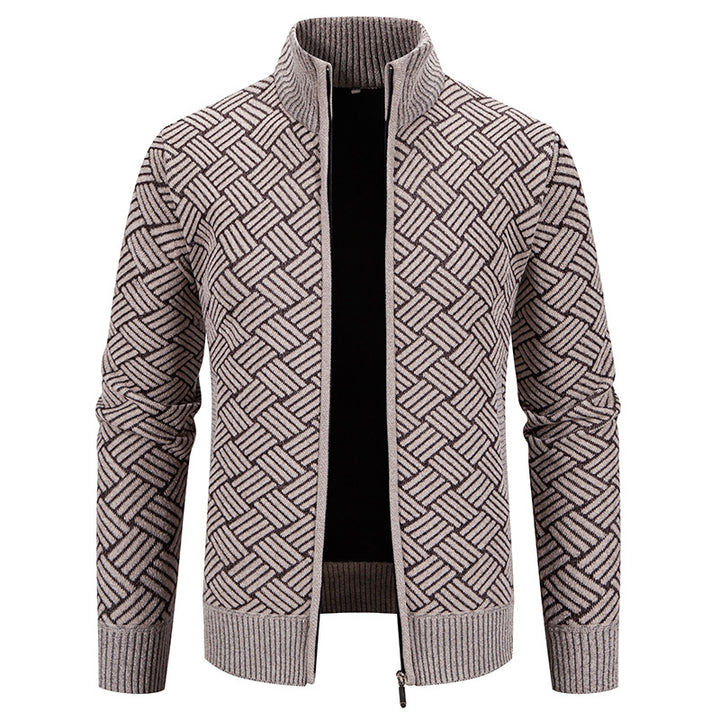 Herren Strickjacke mit modernem Karomuster Echoarchiv