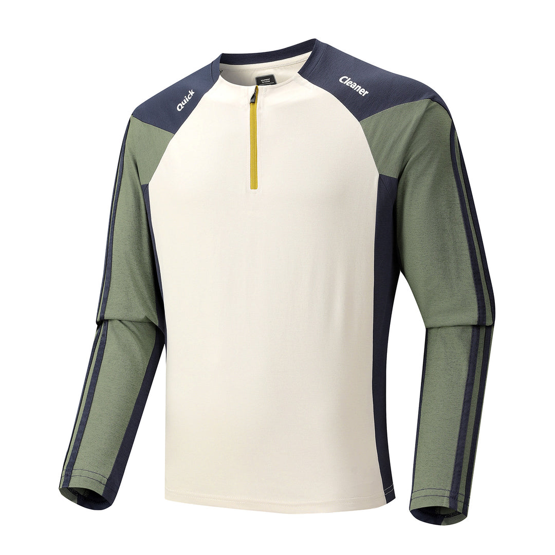 Herren Atmungsaktives Langarm-Trainingsshirt mit kurzem Reißverschluss und Raglanärmeln Echo Archiv