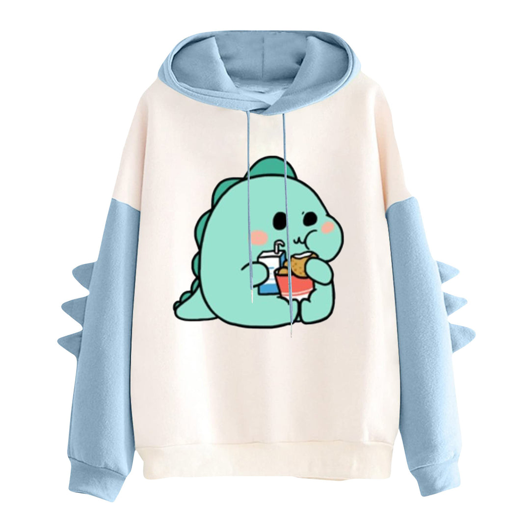 Damen Kapuzenpullover mit niedlichem Frosch-Motiv, Kängurutasche und volumigen Ärmelapplikationen – Auréline