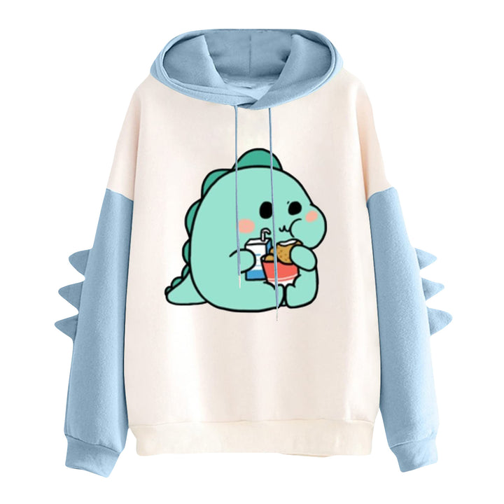 Damen Kapuzenpullover mit niedlichem Frosch-Motiv, Kängurutasche und volumigen Ärmelapplikationen – Auréline