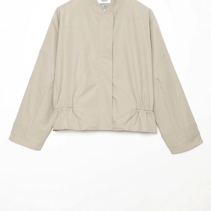 Damen Leichte Kapuzenjacke mit Tunnelzug-Taille und verdeckter Reißverschlussleiste Echo Archiv